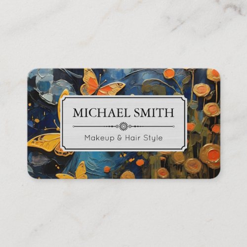 Painting Floral and Butterfly Elegant Modern Business Card