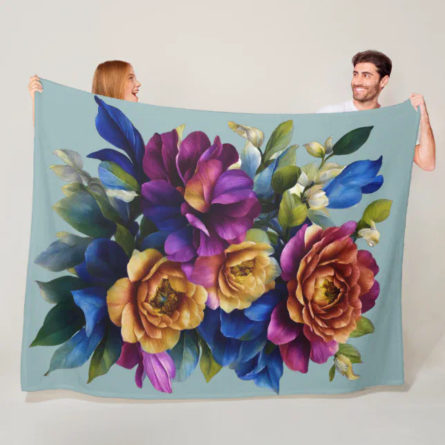 Painting Floral Spray Any Color Background Fleece Blanket Zazzle