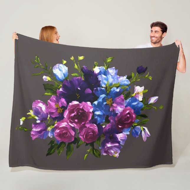Painting Floral Spray Any Color Background Fleece Blanket (In Situ)