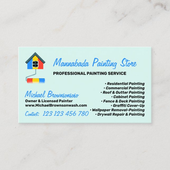 Painting green Decor Modern Professional Business Card (Front)