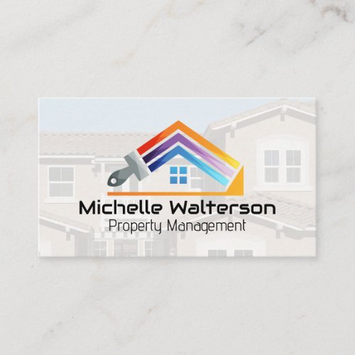 Painting House Logo  Property Management Business Card