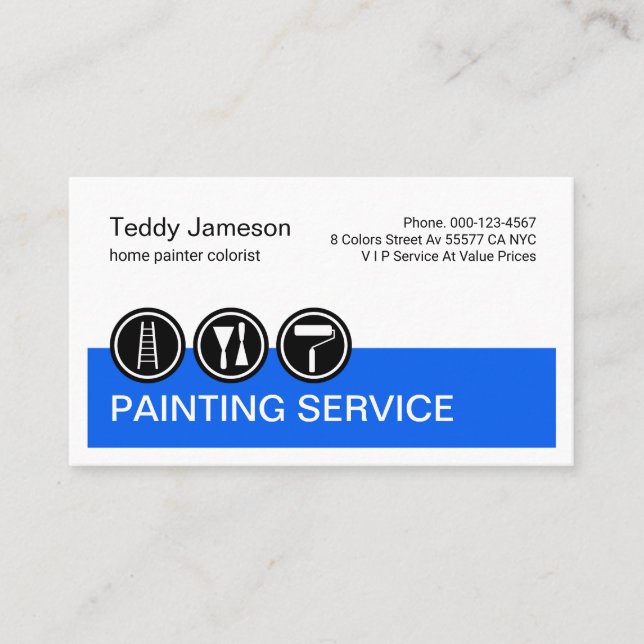 Painting Icons On Blue Painter Layer Business Card (Front)