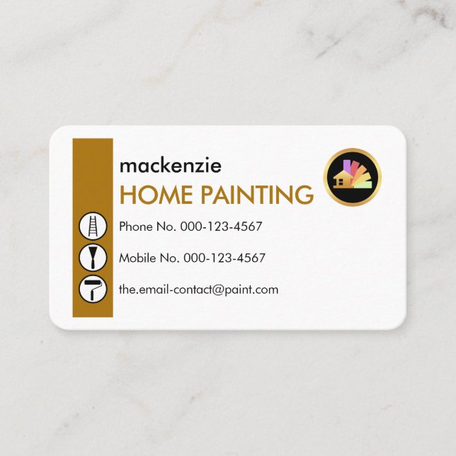 Painting Icons On Vertical Brown Wall Business Card (Front)