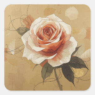 Painting Images featuring stylized blooming roses Square Sticker