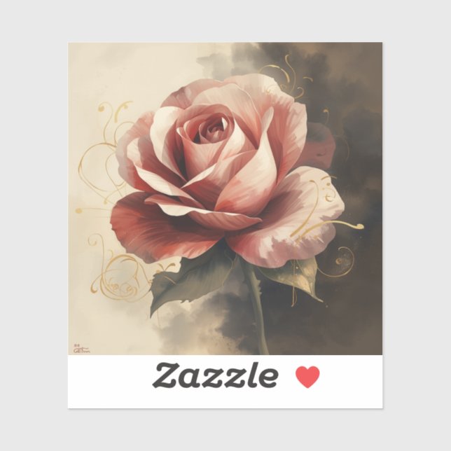 Painting Images featuring stylized blooming roses Sticker (Sheet)