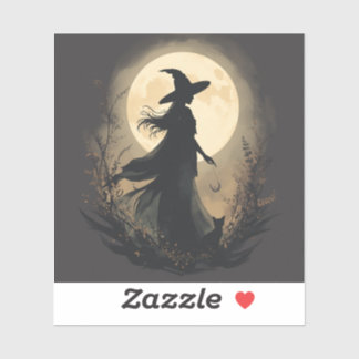 {painting Images Silhouette of beautiful young wit Sticker