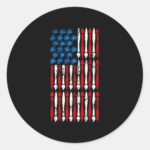 Painting Kit American Flag 4Th Of July Painter Usa Classic Round Sticker