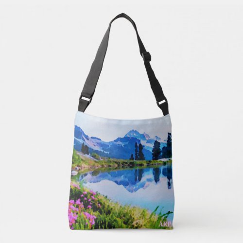  Painting Lake Flowers Ap19 Firenze Mountains Crossbody Bag