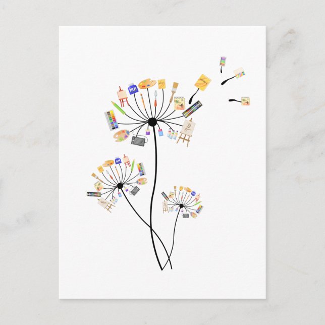 Painting Lovers Dandelion Gift For painters Arts T Postcard (Front)