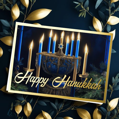 Painting Menorah Happy Hanukkah Holiday Card