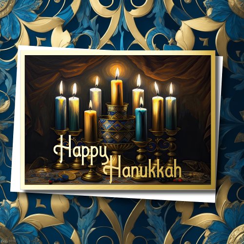 Painting Menorah Happy Hanukkah Holiday Card
