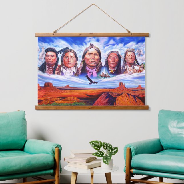 Painting Native Americans Famous Indian Chiefs Hanging Tapestry (Living Room)