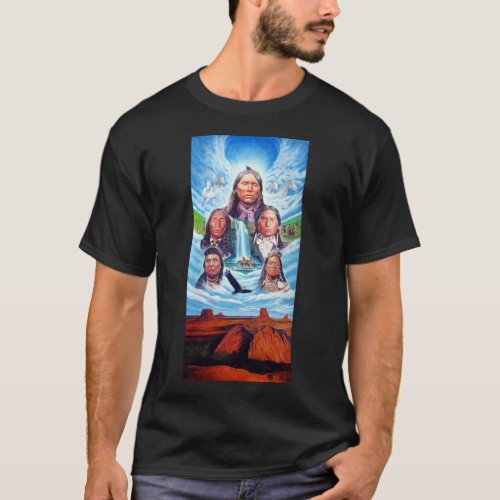 Painting Native Americans Mens Template Black T_Shirt