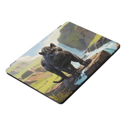 Painting of a Black Panther on a large rock iPad Pro Cover