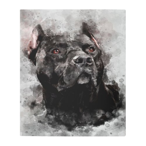 Painting Of A Black Pit Bull Metal Print