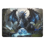 Painting of a blue Dragon holding a crystal. iPad Pro Cover