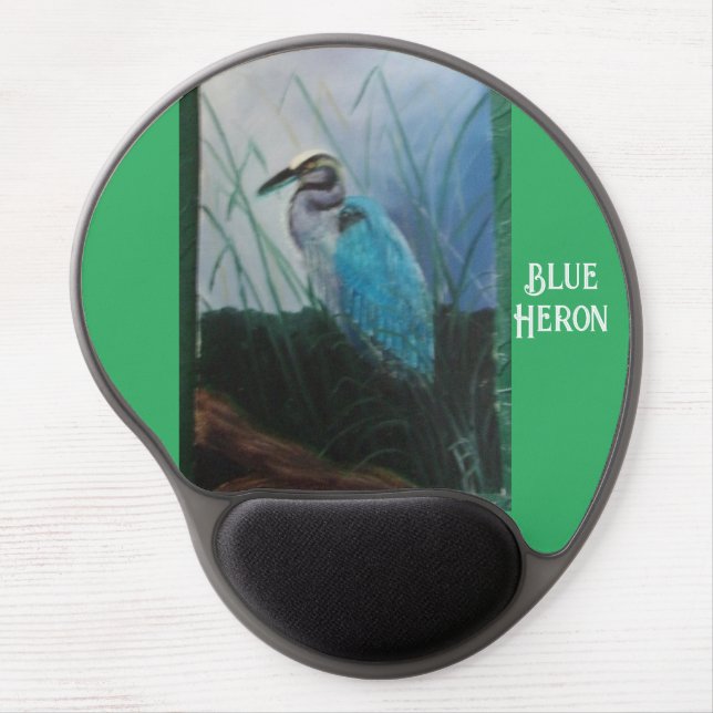 Painting of a Blue Heron Gel Mouse Pad (Front)