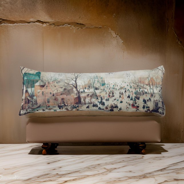 Painting of a Christmas Town, Ice Skating and Snow Body Pillow (Creator Uploaded)