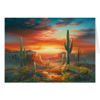 Painting Of A Colorful Desert Sunset Painting