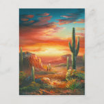 Painting Of A Colorful Desert Sunset Painting Postcard at Zazzle