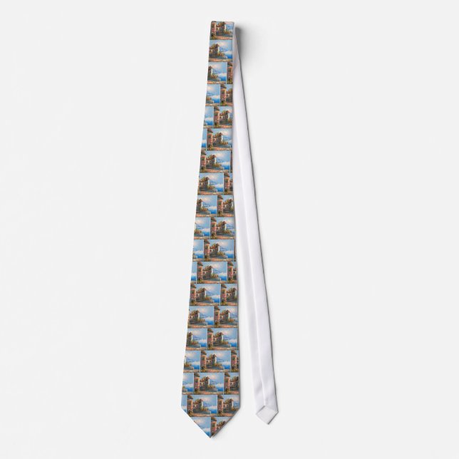 Painting Of A Fancy European Villa Neck Tie (Front)