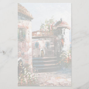Painting Of A Fancy European Villa Stationery