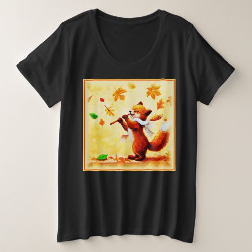 Painting Of a Happy Singing Red Fox Buy Now Plus Size T_Shirt