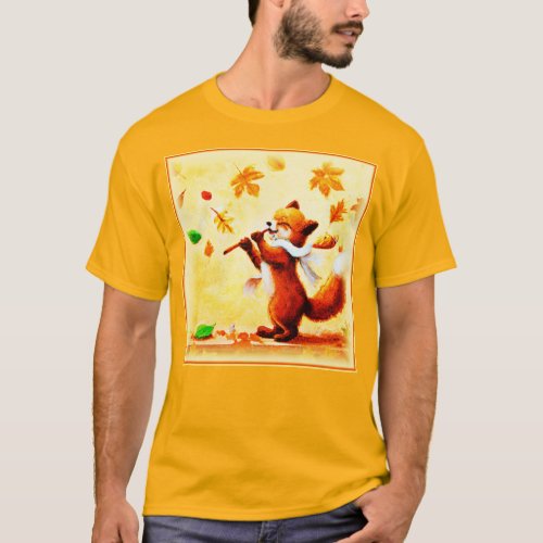 Painting Of a Happy Singing Red Fox Buy Now T_Shirt