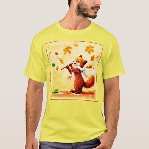 Painting Of a Happy Singing Red Fox Buy Now T_Shirt