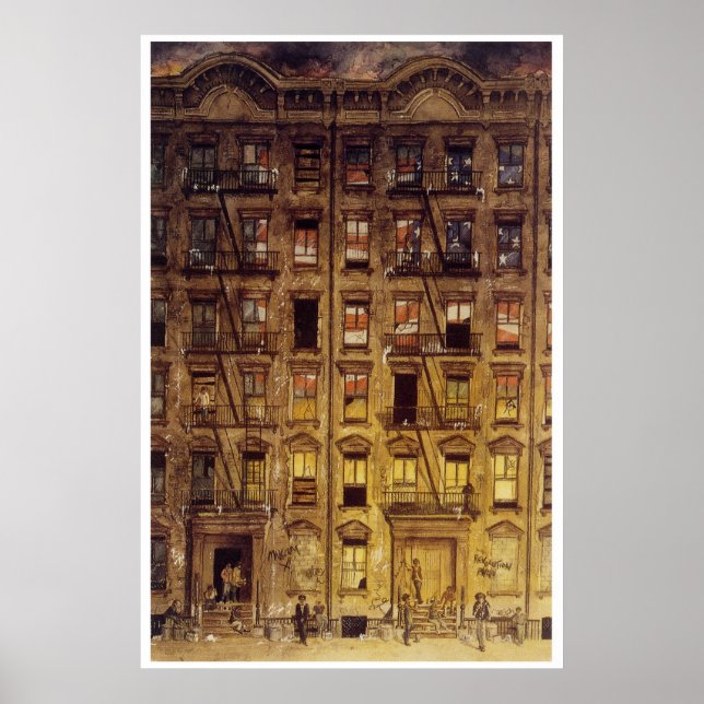 Painting of a Harlem tenement block Poster (Front)