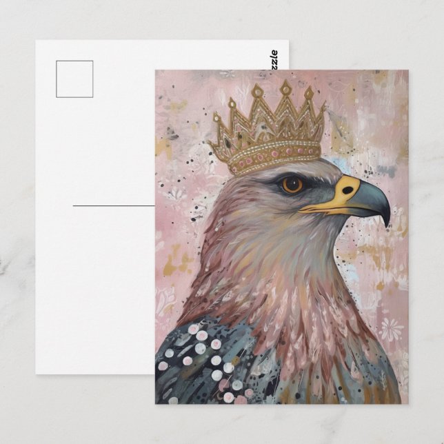 Painting of a hawk with a gold crown  postcard (Front/Back)