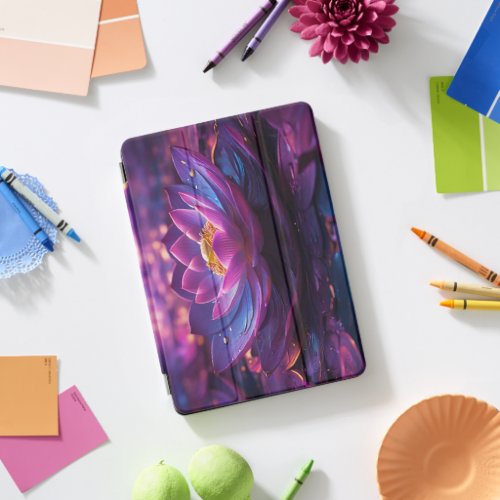 Painting of a large purple lotus flower iPad pro cover