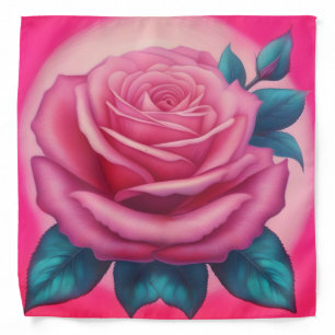 Painting of a neon pink rose bandana
