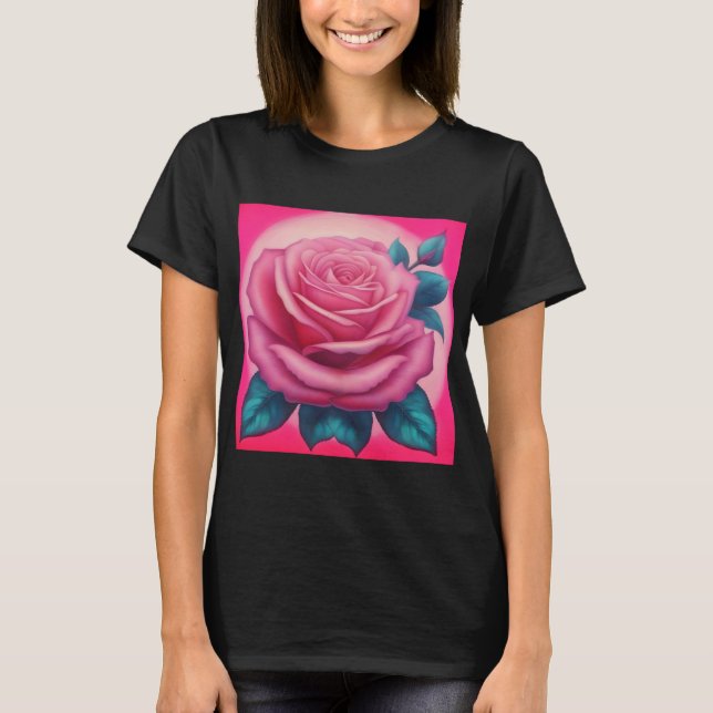Painting of a neon pink rose T-Shirt (Front)
