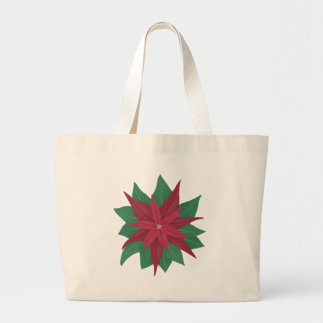 Painting of a Poinsettia Flower Christmas Bag (Front)