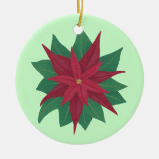 Painting of a Poinsettia Flower Christmas Ornament
