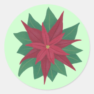 Painting of a Poinsettia Flower Christmas Stickers