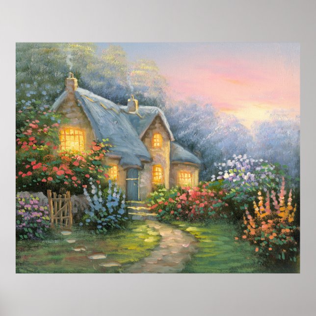 Painting Of A Rustic Fantasy Cottage Poster (Front)