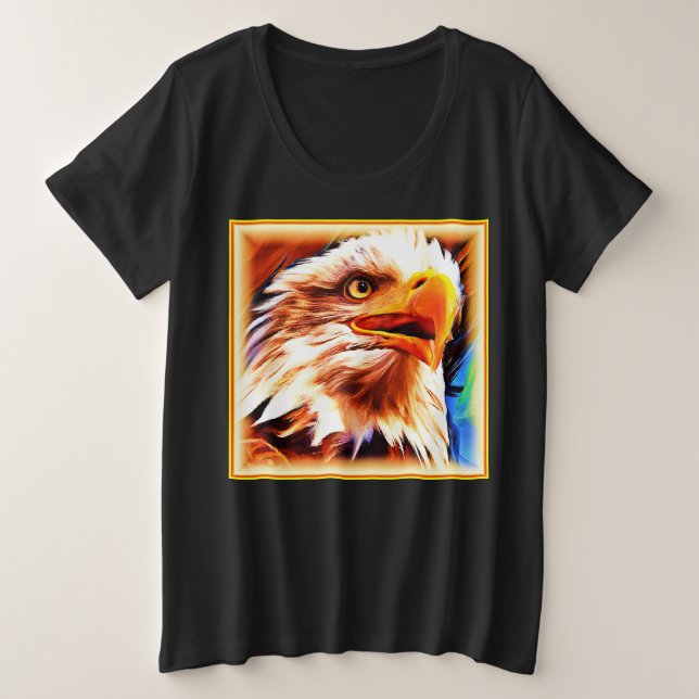Painting of a Stunning Eagles Face. Buy Now Plus Size T-Shirt (Design Front)