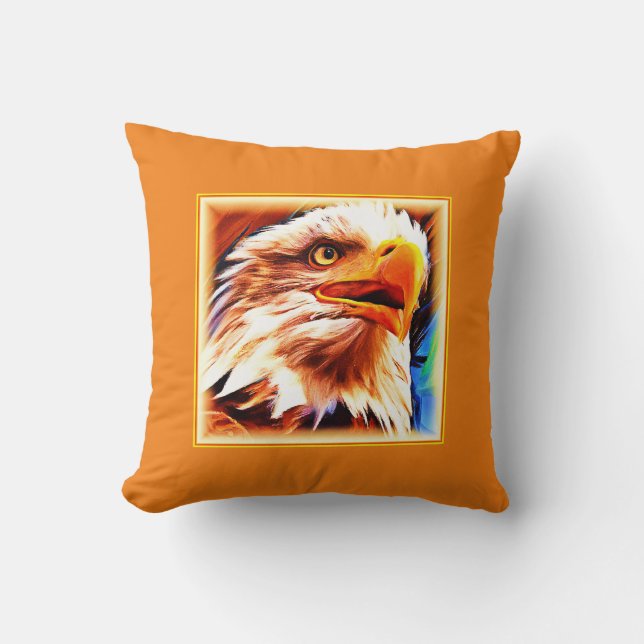 Painting of a Stunning Eagles Face. Buy Now Throw Pillow (Front)