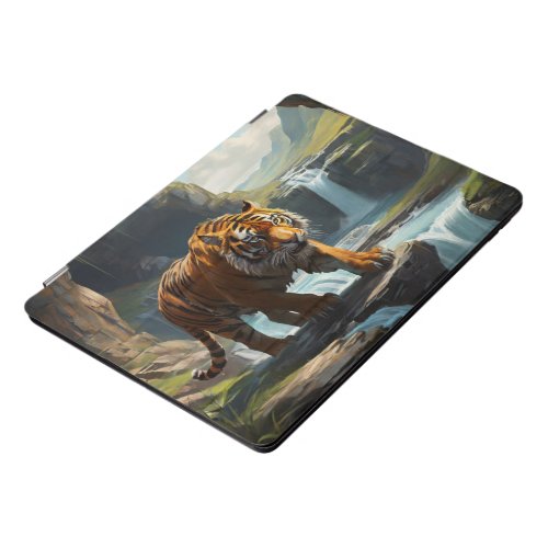Painting of a Tiger on a large rock iPad Pro Cover