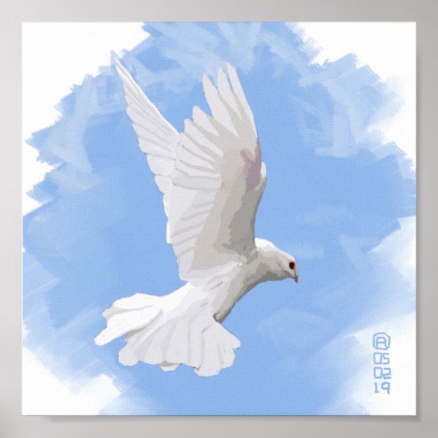 Picture Poster Art Flying White Dove Descending from the Havens Framed Print 