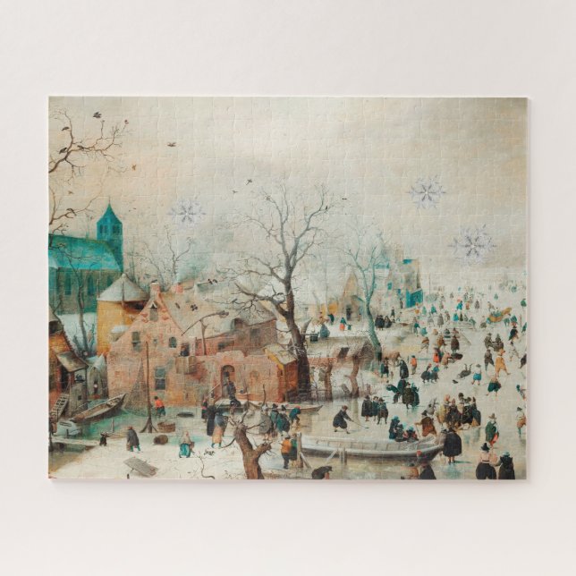 Painting of a Winter Christmas Town Jigsaw Puzzle (Horizontal)