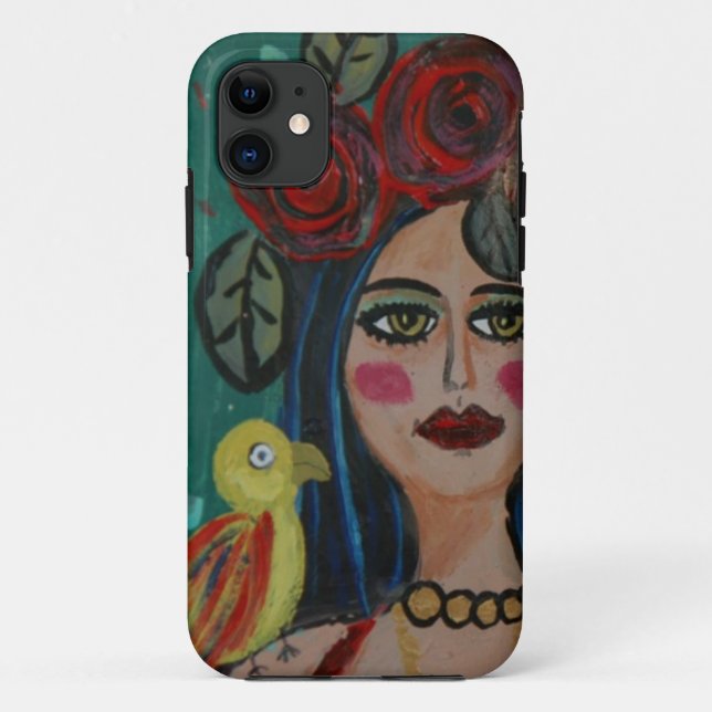 PAINTING OF A WOMAN WITH SMALL PARROT. Case-Mate iPhone CASE (Back)