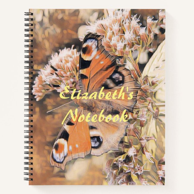 Painting of an orange butterfly on flowers noteboo notebook (Front)