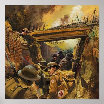 Painting Of Battle In The Trenches Of World War 1 Poster by Zr_Desings at Zazzle