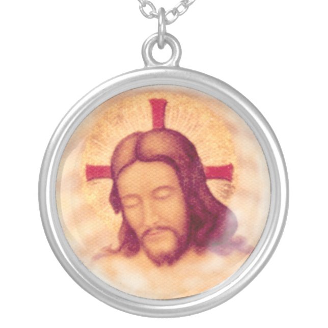 Painting of Christ Round Necklace (Front)