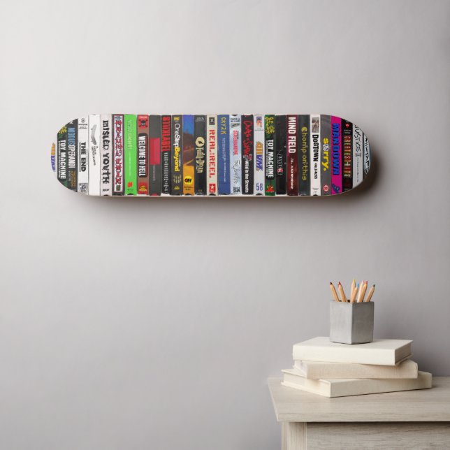 Painting of Classic Skateboarding VHS Tapes Skateboard | Zazzle
