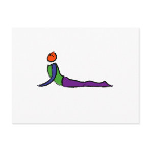 Painting of cobra yoga pose. postcard
