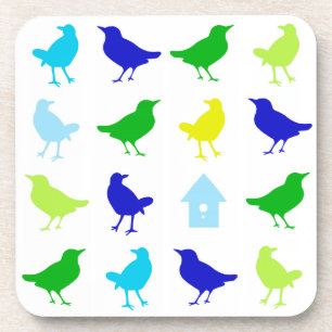 Painting of Colored Birds by Chariklia Zarris Beverage Coaster
